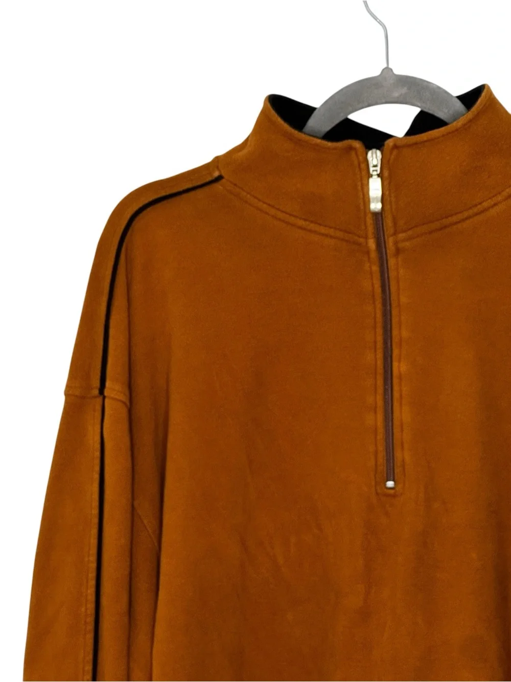 Men’s Straight Down Clothing Co Large Camel Colored 1/4 Zip Cotton Sweatshirt